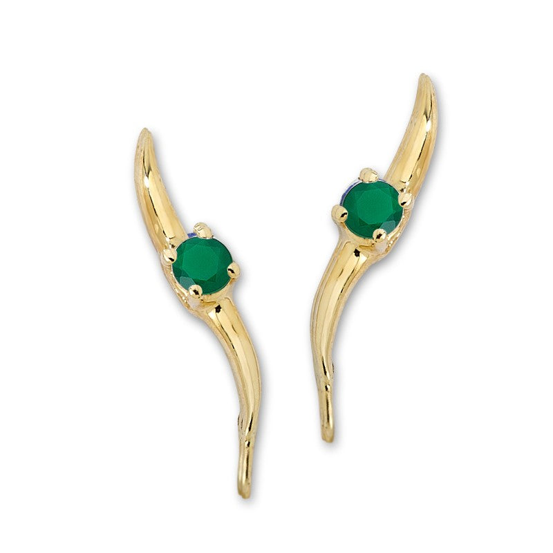 Green Onyx/May Birthstone Ear Pin Earrings