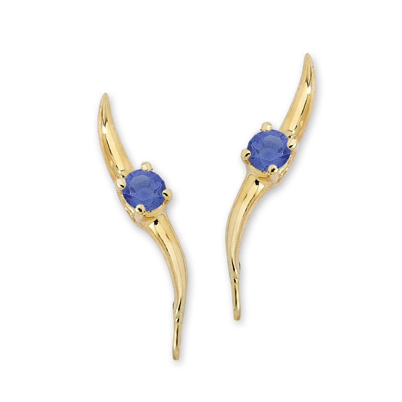 Tanzanite Solitaire Ear Pin Earrings
