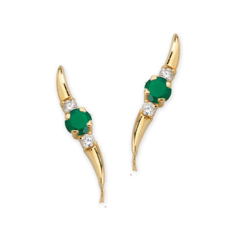 Emerald and Diamond Ear Pin Earrings