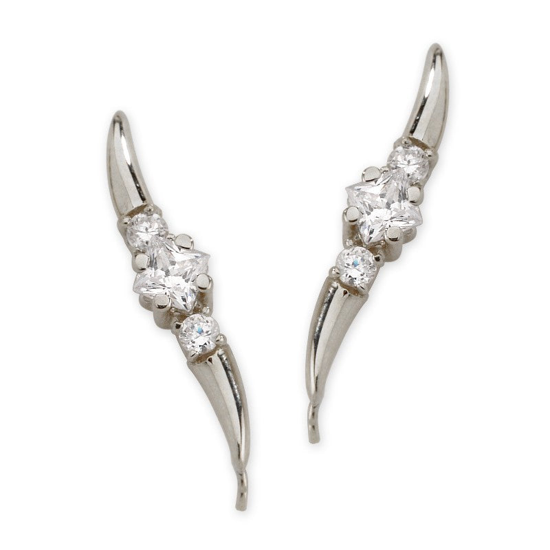 Princess Cubic Zirconia Ear Pin Earrings