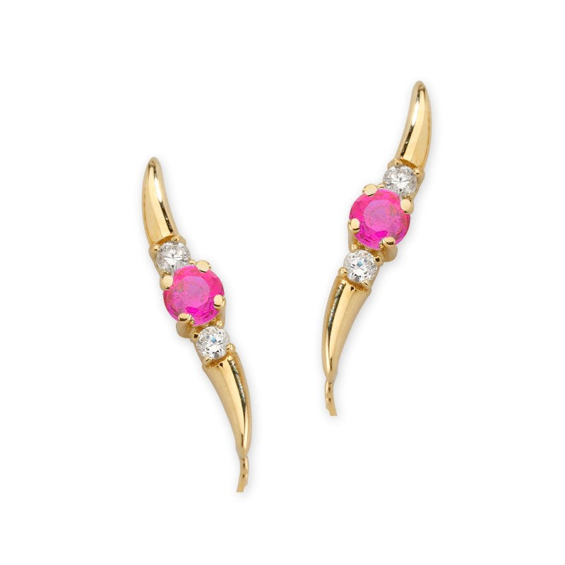 Pink Topaz and Cubic Zirconia Ear Pin Earrings