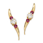 Ruby and CZ Ear Pin Earrings
