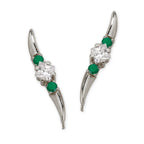 Green Onyx and CZ Ear Pin Earrings