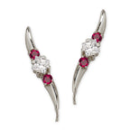 Ruby and CZ Ear Pin Earrings