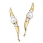 Cubic Zirconia & Pearl Ear Pin Earrings