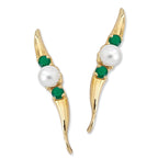 Emerald & Pearl Ear Pin Earrings