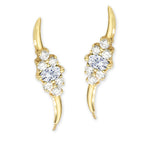 14k Yellow Gold Marquise Center Cluster CZ Ear Pin Earrings