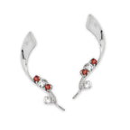 14k White Gold Ruby Accent CZ Ribbon  Ear Pin Earrings