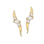 Green Onyx & Cubic Zirconia Ear Pin Earrings in 14k Yellow Gold 