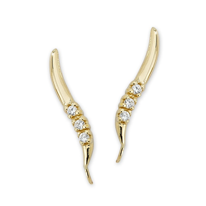 Cubic Zirconia Ear Pin Earrings