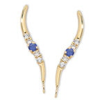 Tanzanite and Diamond Ear Pin Earrings in 14k Gold