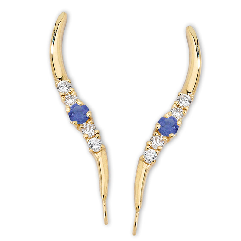 Tanzanite and Diamond Ear Pin Earrings in 14k Gold