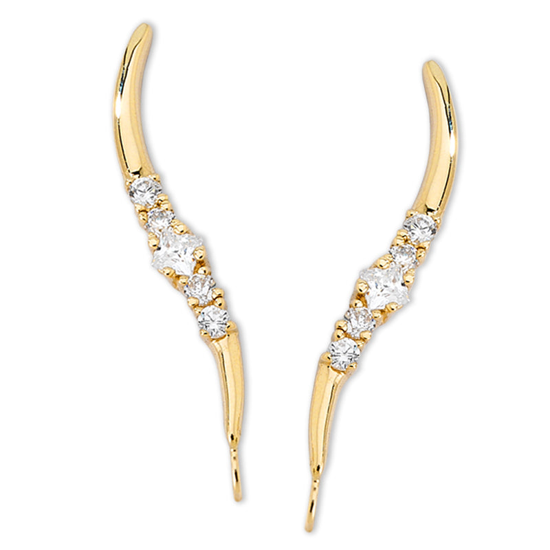 Cubic Zirconia Ear Pin Earrings in 14k Gold