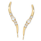 Cubic Zirconia Ear Pin Earrings in 14k Gold