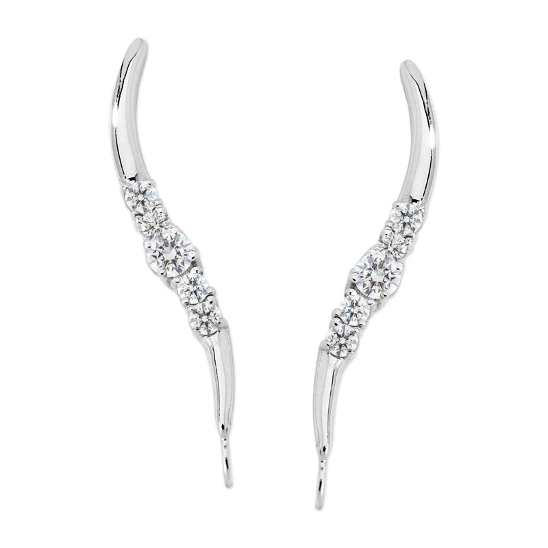 14k White Gold 0.48ct. Twt. Round Diamond Ear Pin Earrings