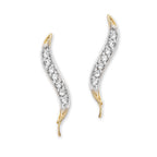 Diamond Ear Climber Earrings - Ear Pin - 14k Yellow Gold - Swirl