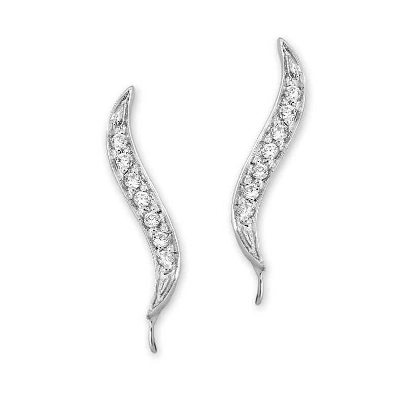 14k White Gold Cubic Zirconia Accent Ear Pin Earrings