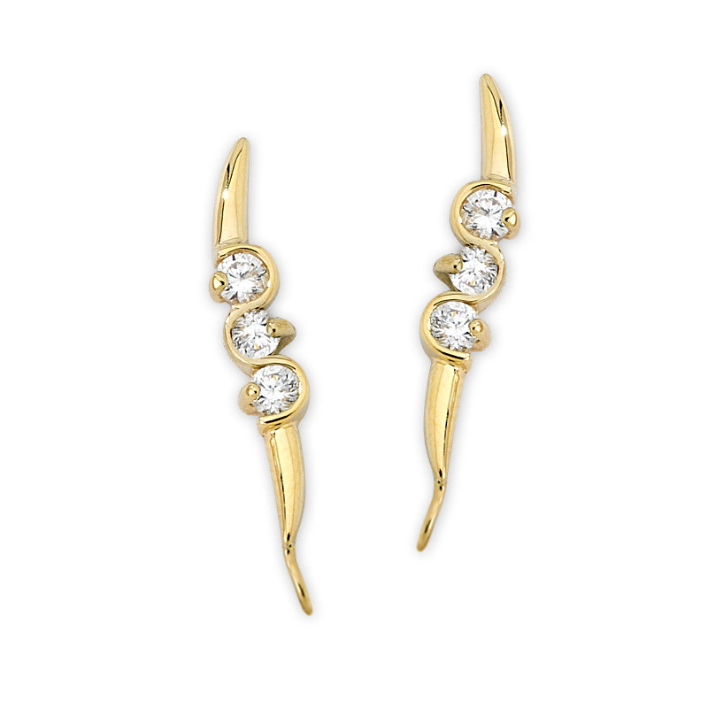 Cubic Zirconia Ear Pin Earrings in 14k White Gold