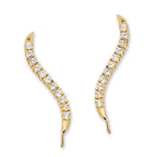 14k Yellow Gold Cubic Zirconia Classic Ear Pin Earrings - Medium Version