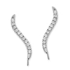 14k White Gold Cubic Zirconia Classic Ear Pin Earrings - Medium Version