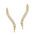 14k Yellow Gold Cubic Zirconia Classic Ear Pin Earrings - Larger Version