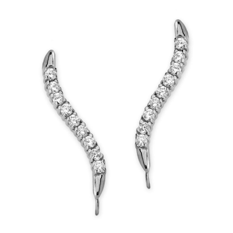 14k White Gold 0.63ct. Twt. Diamond Classic Ear Pin Earrings - Large Version