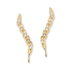 14k Yellow Gold Cubic Zirconia Cluster Ear Pin Earrings