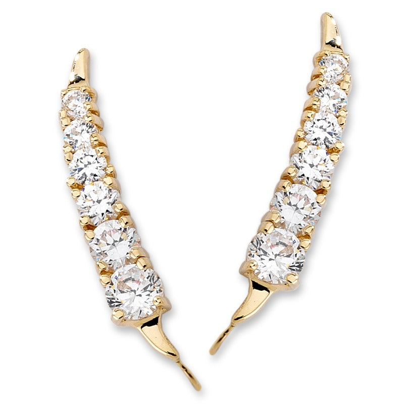 Graduated Cubic Zirconia Ear Pin Earrings