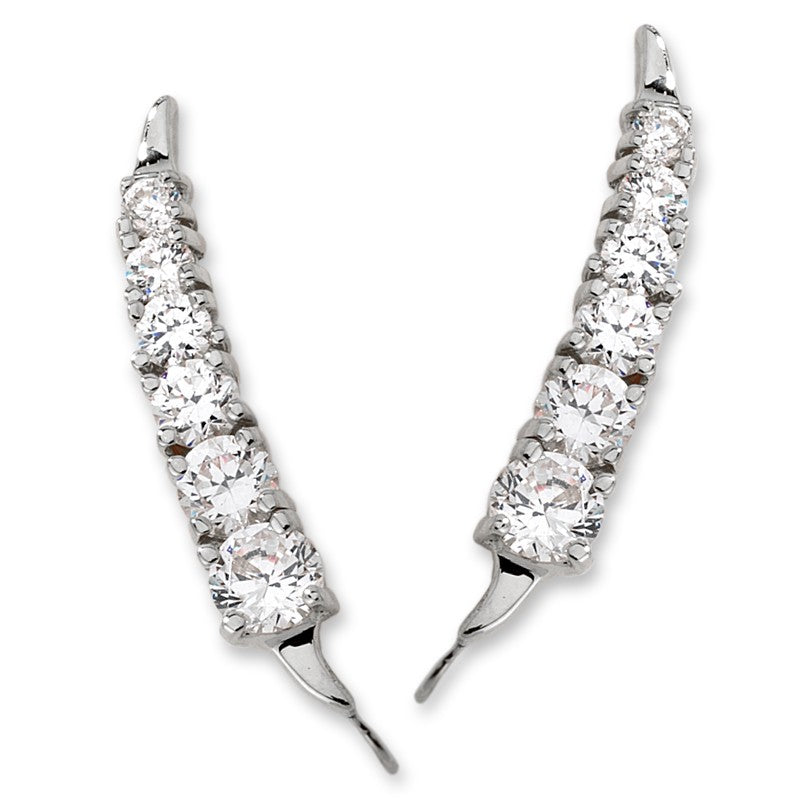 Graduated Cubic Zirconia Ear Pin Earrings