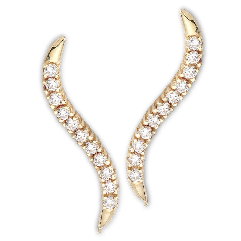 14k Yellow Gold 3/4ct. Twt. Diamonds Classic Ear Pin Earrings - Large Version