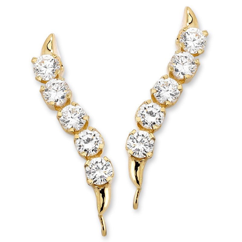 Round Cubic Zirconia Ear Pin Earrings