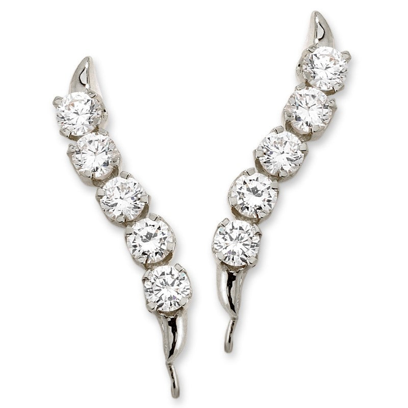 Round Cubic Zirconia Ear Pin Earrings