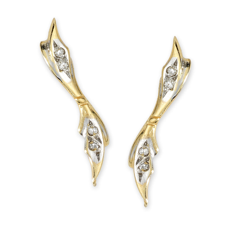 Diamond Ear Pin Earrings in 14k Yellow Gold 