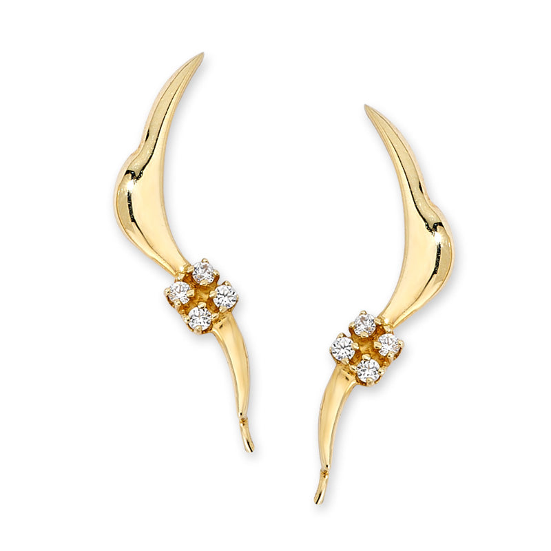 Diamond Ear Pin Earrings in 14k Yellow Gold 