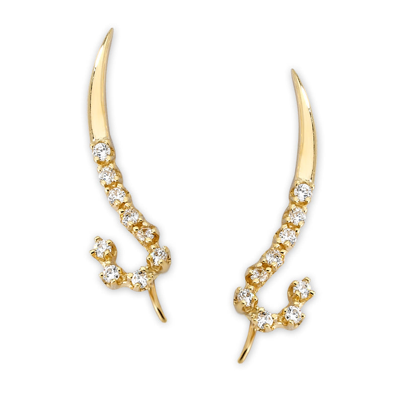 Diamond Ear Pin Earrings in 14k Yellow Gold