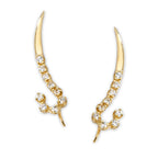 14k Yellow Gold Cubic Zirconia Swirl Bottom Ear Pin Earrings