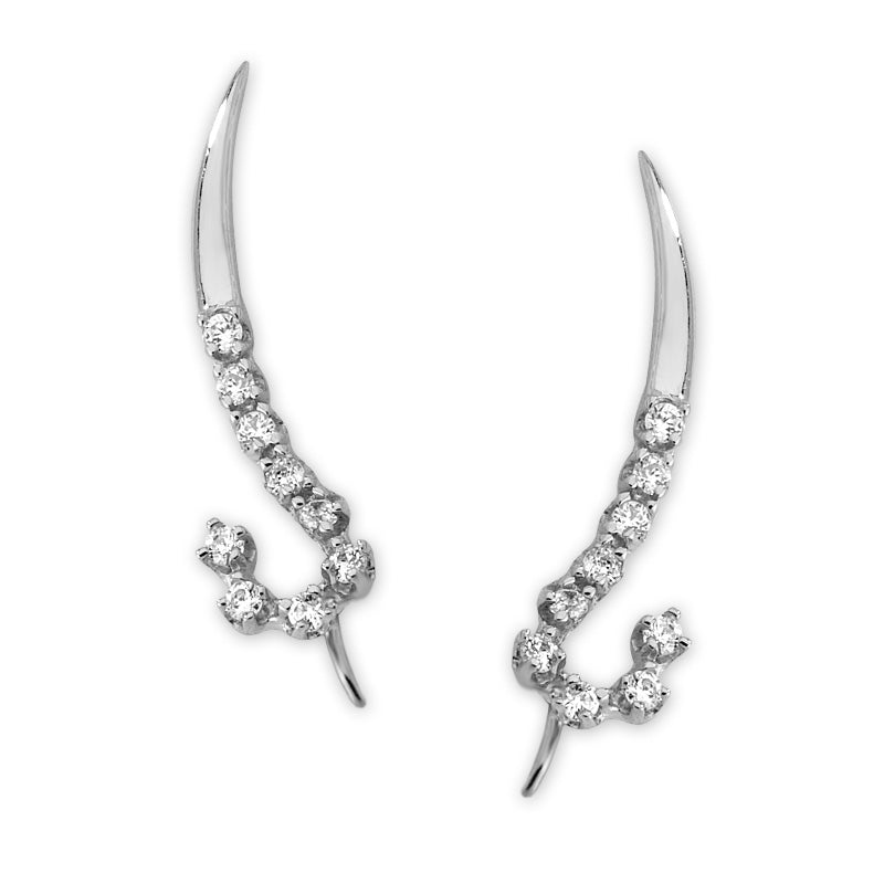 Cubic Zirconia Ear Pin Earrings in 14k Yellow Gold 