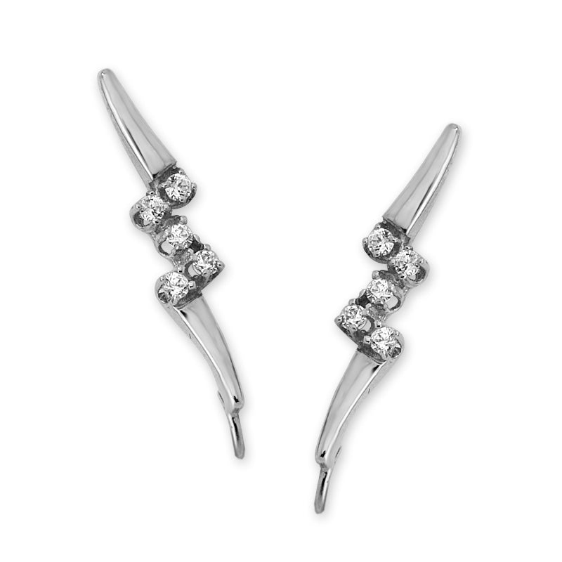 Cubic Zirconia Ear Pin Earrings in 14k Yellow Gold 