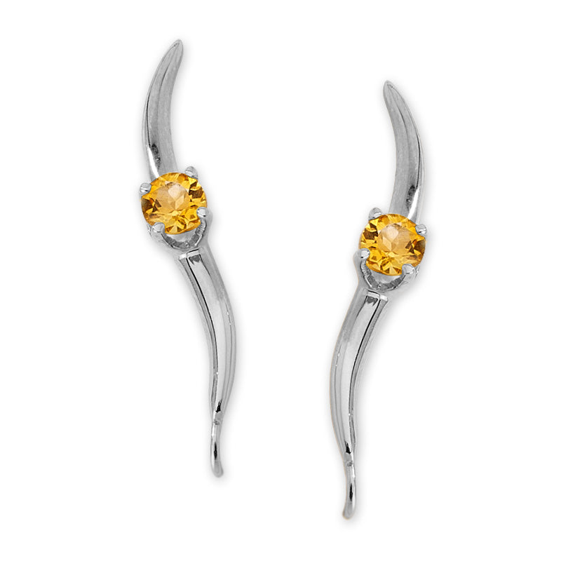Citrine Ear Pin Earrings in 14k Yellow Gold 