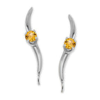 Citrine Ear Pin Earrings in 14k Yellow Gold 