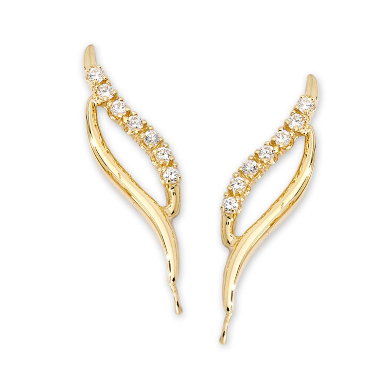1/4ct. Twt. Double Swirl Diamond Ear Pin Earrings 14k Yellow Gold