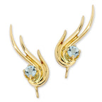 Aquamarine Ear Pin Earrings