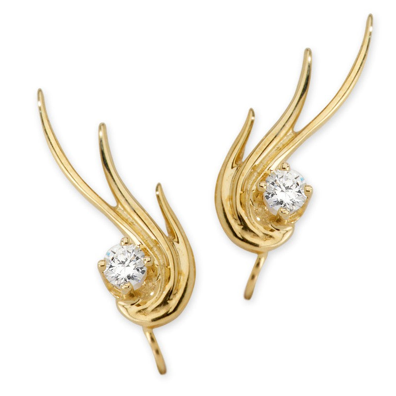 Cubic Zirconia Ear Pin Earrings