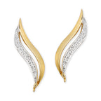 14k Yellow Gold Cubic Zirconia Polished Edge Ear Pin Earrings