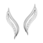 14k White Gold Diamond Polished Edge Ear Pin Earrings