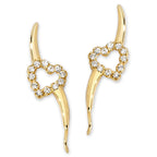 Cubic Zirconia Heart Ear Pin Earrings