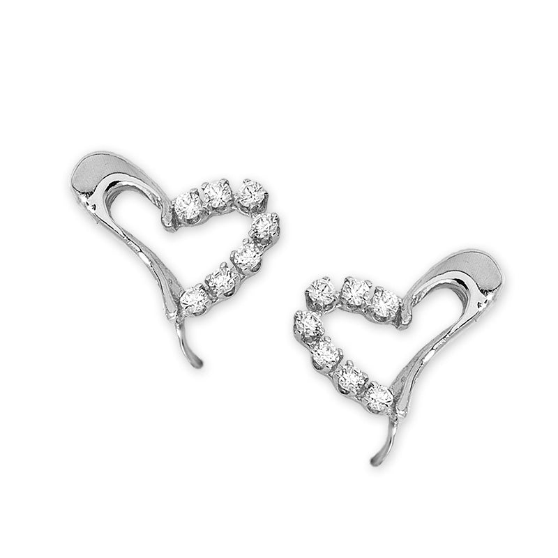Cubic Zirconia Ear Pin Earrings in 14k Yellow Gold 