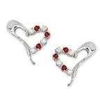 Garnet & Cubic Zirconia Ear Pin Earrings in 14k Yellow Gold 