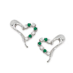 Green Onyx & Cubic Zirconia Ear Pin Earrings in 14k Yellow Gold 