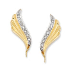 14k Yellow Gold Bold Wing CZ Edge Ear Pin Earrings